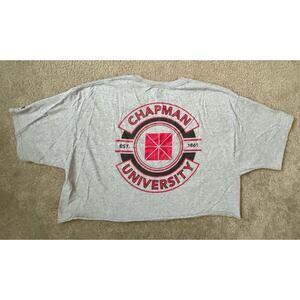 Champion Chapman University Crop Raw Hem Gray Graphic Adult XXL T-Shirt XXLarge